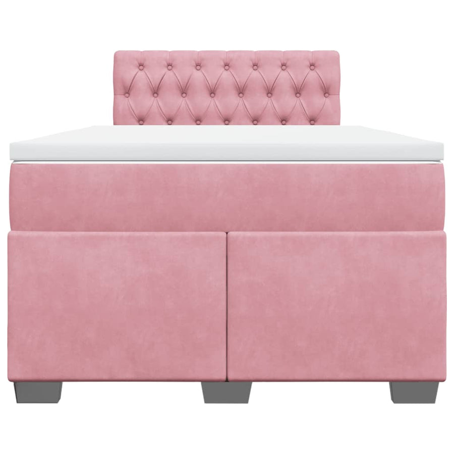 Boxspring met matras fluweel roze 120x200 cm