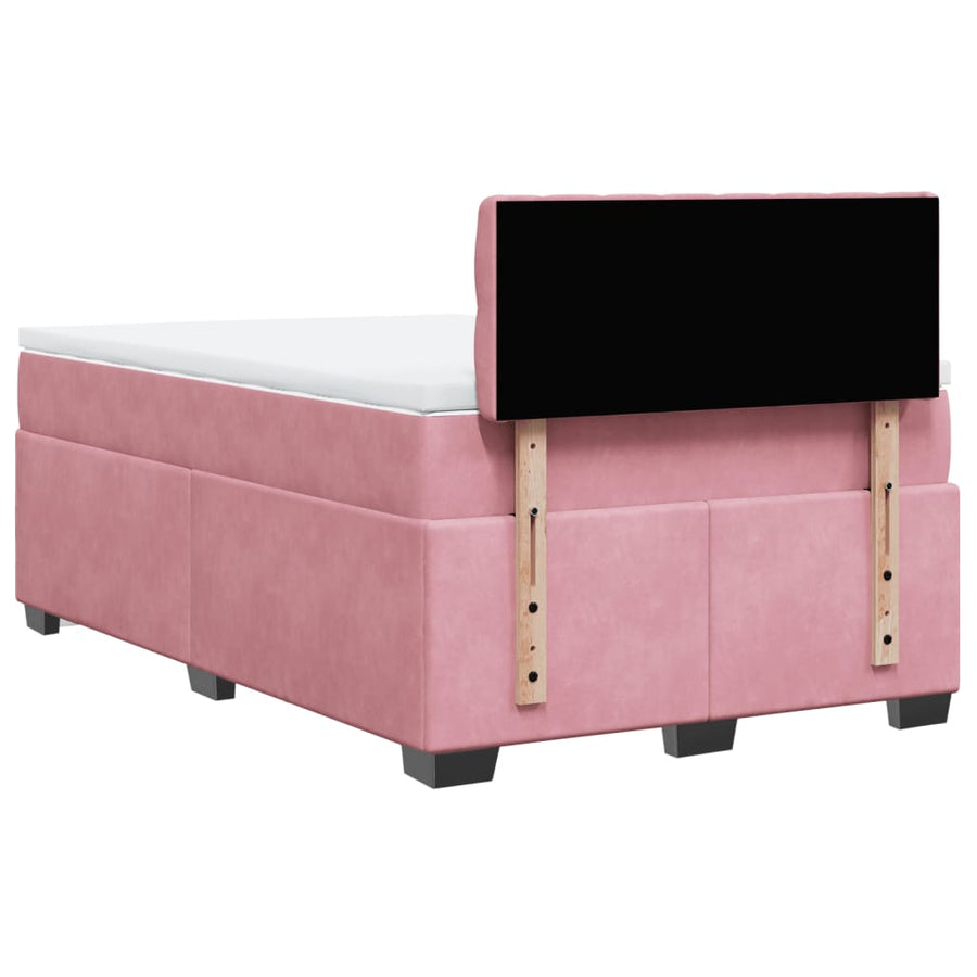 Boxspring met matras fluweel roze 120x200 cm