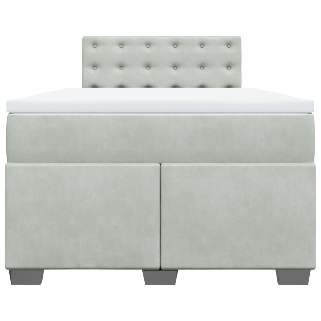 Boxspring met matras fluweel lichtgrijs 120x200 cm