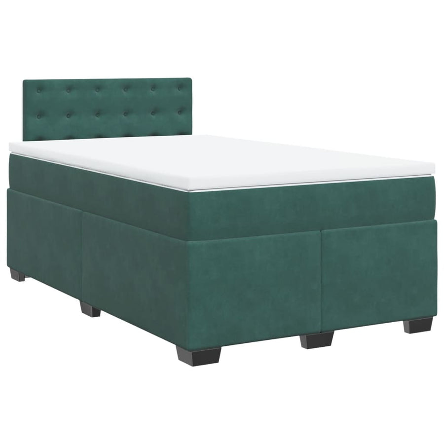 Boxspring met matras fluweel donkergroen 120x200 cm