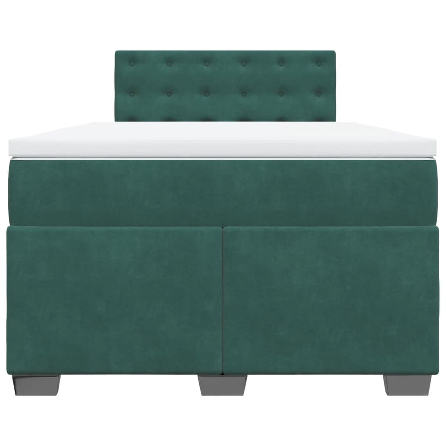 Boxspring met matras fluweel donkergroen 120x200 cm