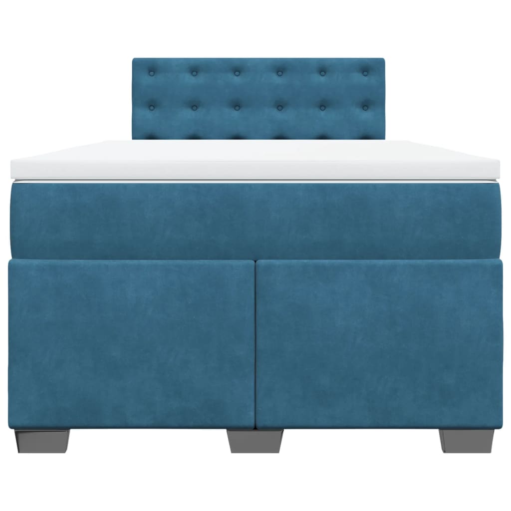 Boxspring met matras fluweel donkerblauw 120x200 cm