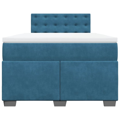 Boxspring met matras fluweel donkerblauw 120x200 cm