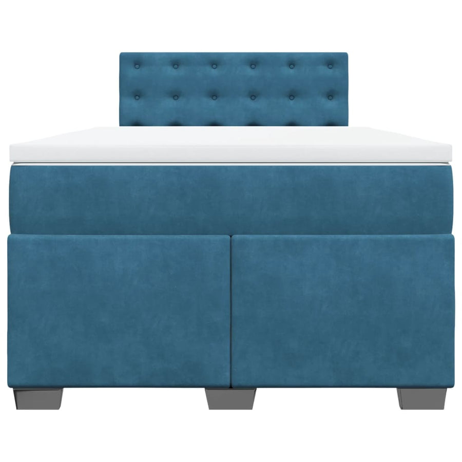 Boxspring met matras fluweel donkerblauw 120x200 cm