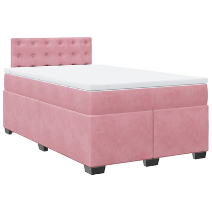 Boxspring met matras fluweel roze 120x200 cm