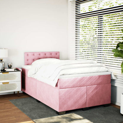Boxspring met matras fluweel roze 120x200 cm