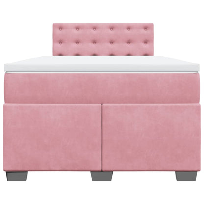 Boxspring met matras fluweel roze 120x200 cm