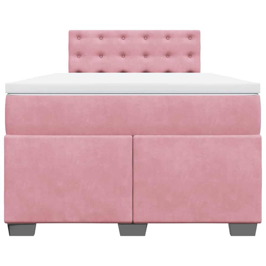 Boxspring met matras fluweel roze 120x200 cm