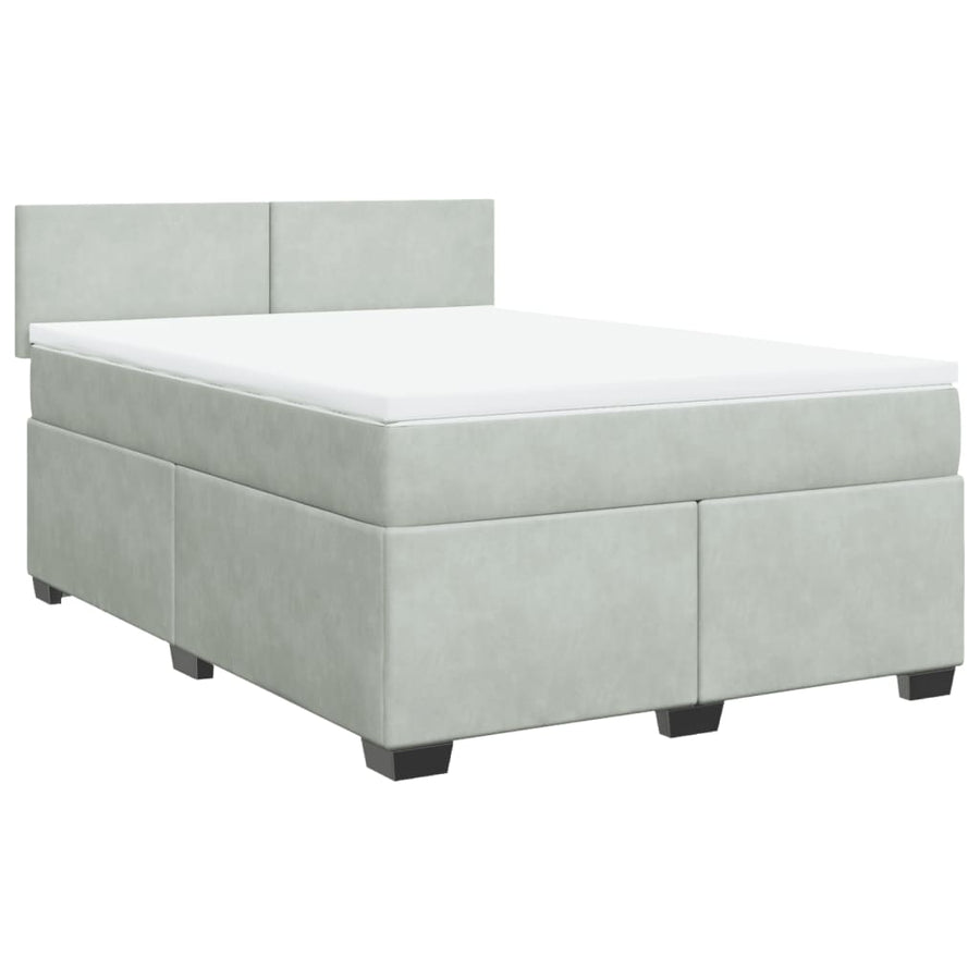Boxspring met matras fluweel lichtgrijs 140x190 cm