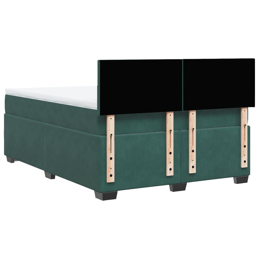 Boxspring met matras fluweel donkergroen 140x190 cm