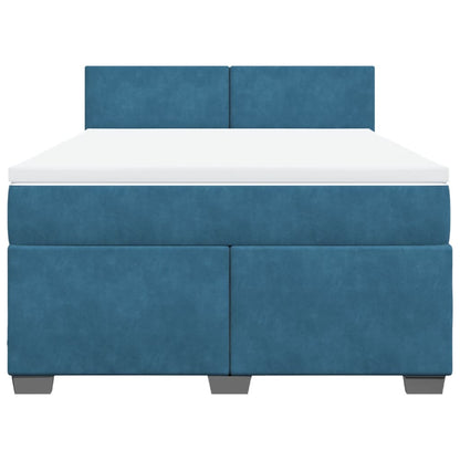 Boxspring met matras fluweel donkerblauw 140x190 cm
