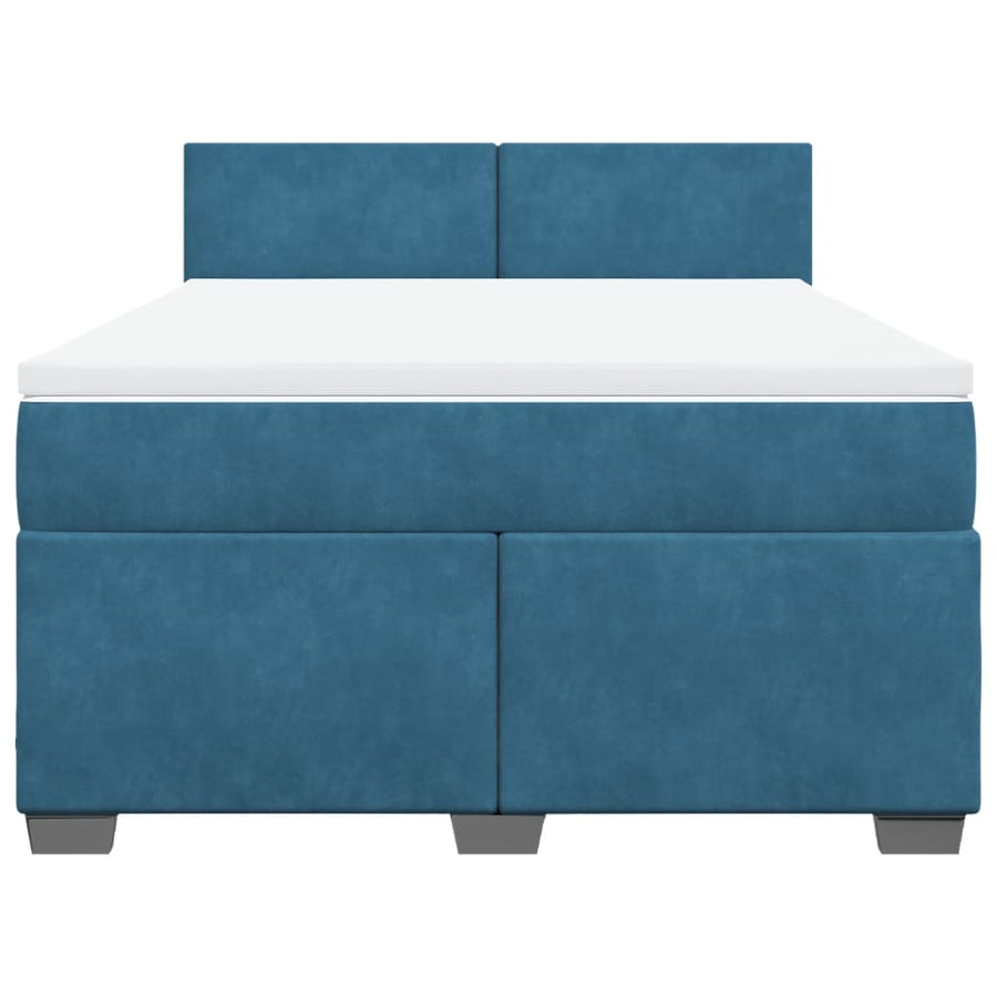 Boxspring met matras fluweel donkerblauw 140x190 cm
