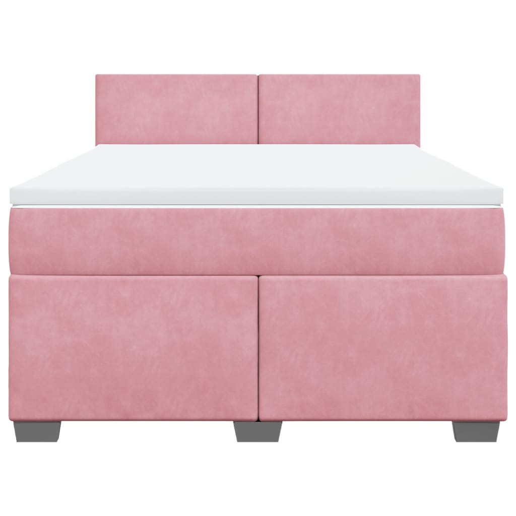 Boxspring met matras fluweel roze 140x190 cm