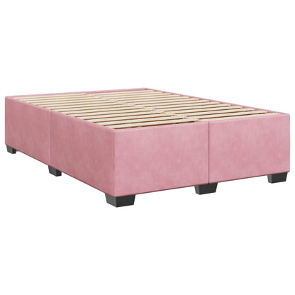 Boxspring met matras fluweel roze 140x190 cm