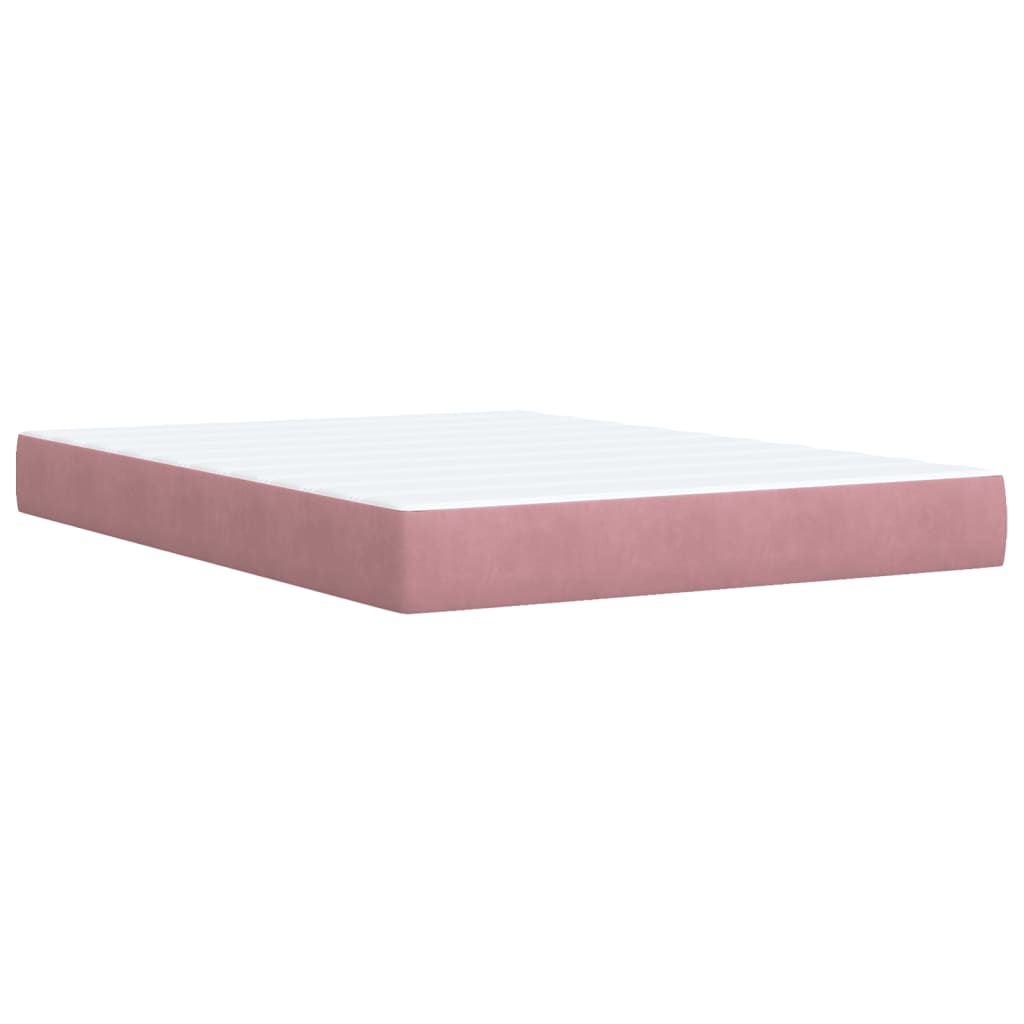 Boxspring met matras fluweel roze 140x190 cm