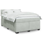 Boxspring met matras 140x190 cm lichtgrijs fluweel