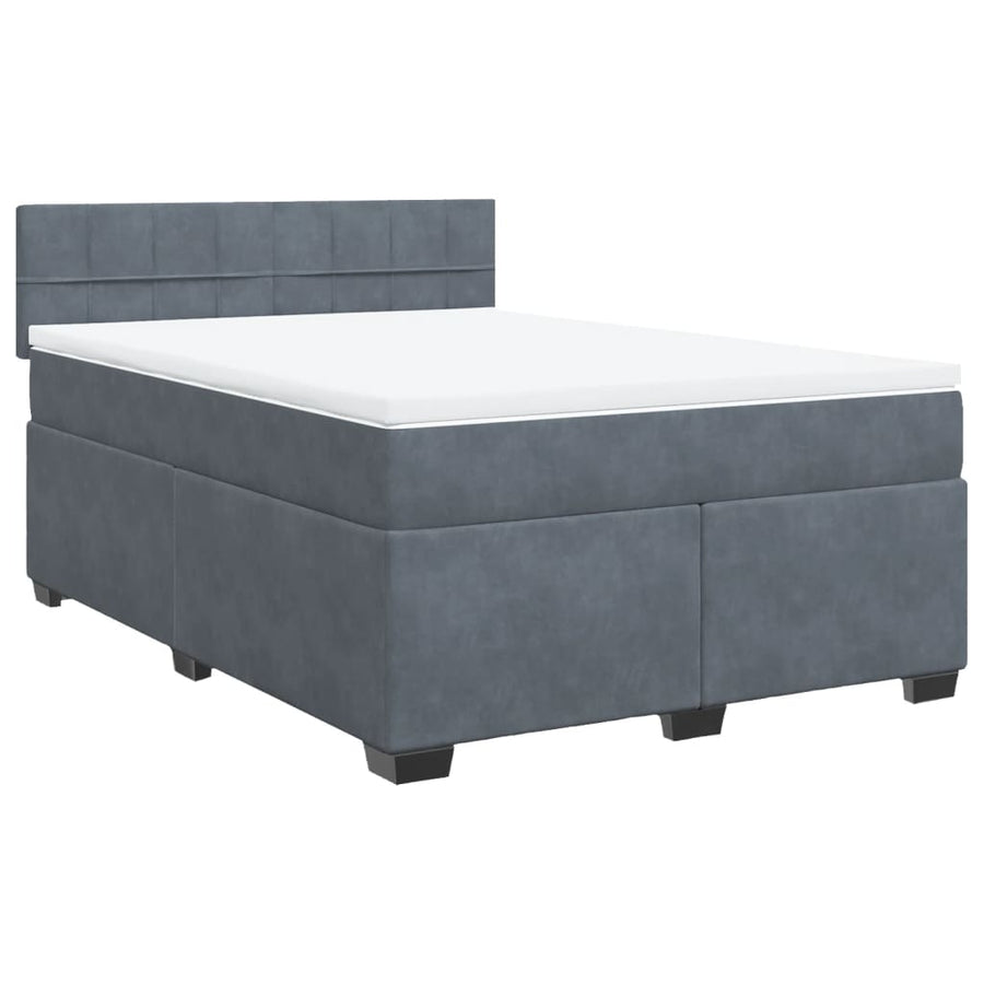 Boxspring met matras fluweel donkergrijs 140x190 cm