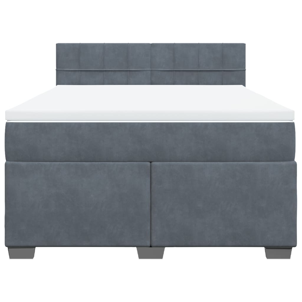 Boxspring met matras fluweel donkergrijs 140x190 cm