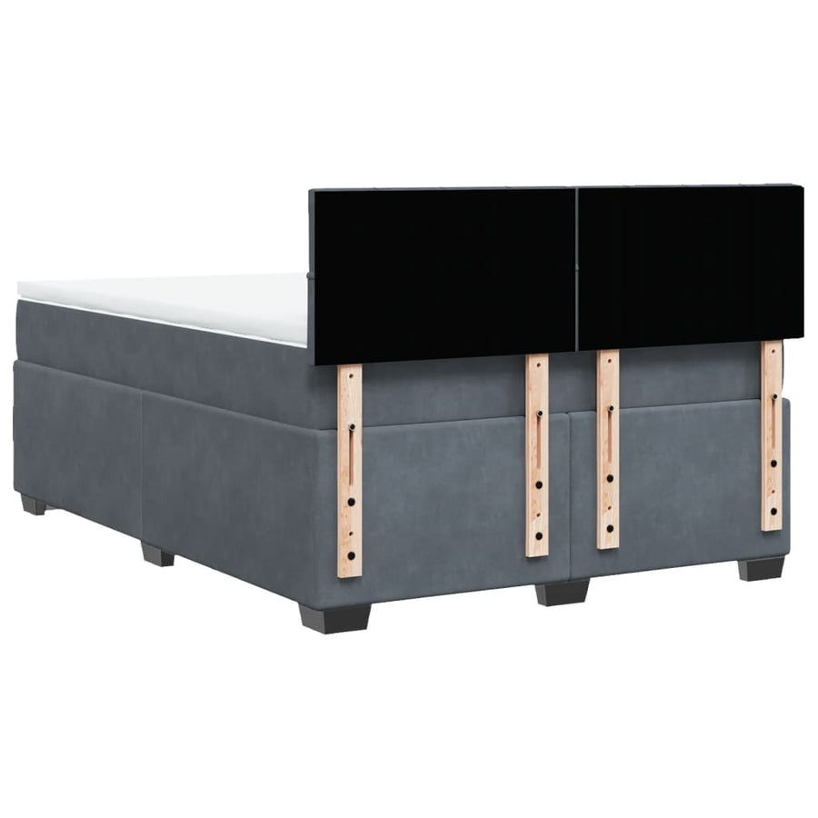 Boxspring met matras fluweel donkergrijs 140x190 cm