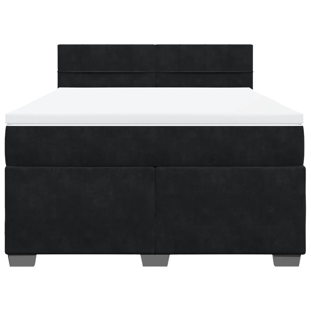 Boxspring met matras fluweel zwart 140x190 cm