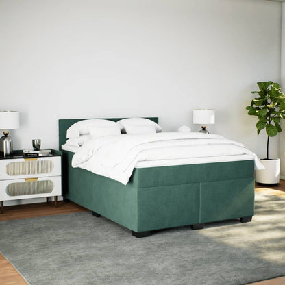 Boxspring met matras fluweel donkergroen 140x190 cm