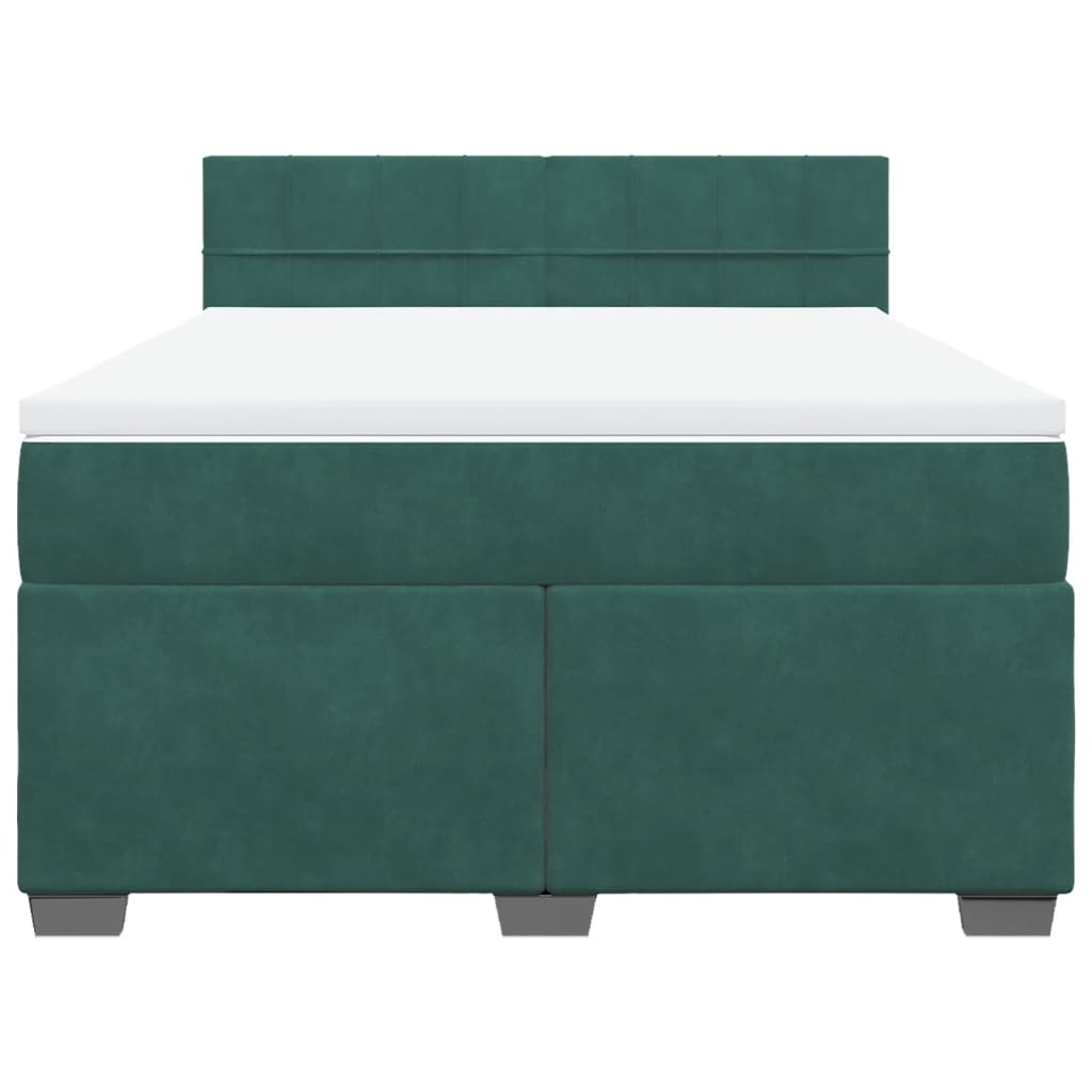 Boxspring met matras fluweel donkergroen 140x190 cm