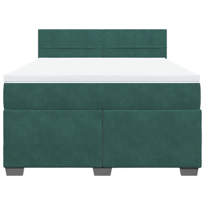 Boxspring met matras fluweel donkergroen 140x190 cm