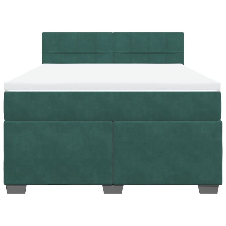 Boxspring met matras fluweel donkergroen 140x190 cm