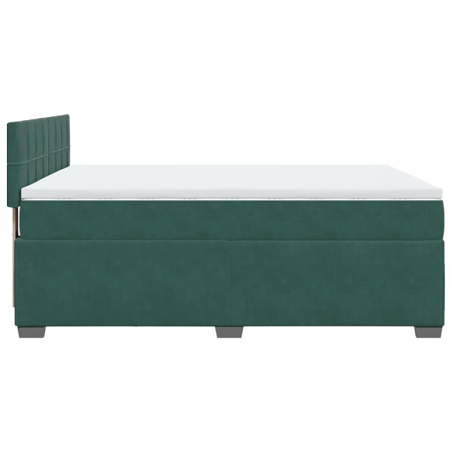 Boxspring met matras fluweel donkergroen 140x190 cm