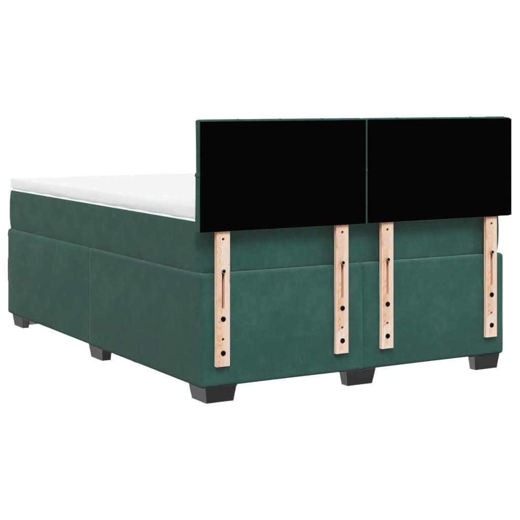 Boxspring met matras fluweel donkergroen 140x190 cm