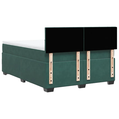 Boxspring met matras fluweel donkergroen 140x190 cm