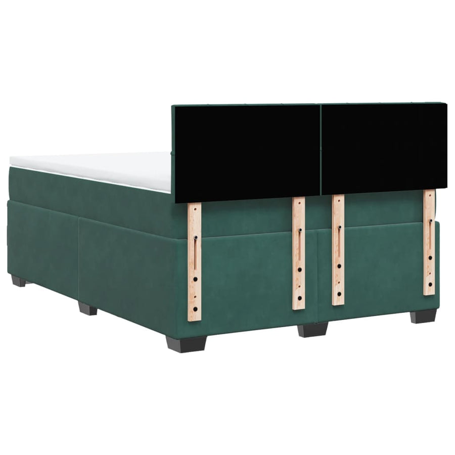 Boxspring met matras fluweel donkergroen 140x190 cm
