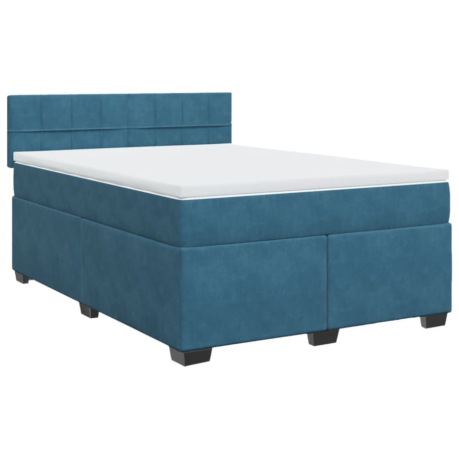 Boxspring met matras fluweel donkerblauw 140x190 cm
