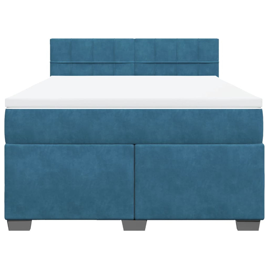 Boxspring met matras fluweel donkerblauw 140x190 cm