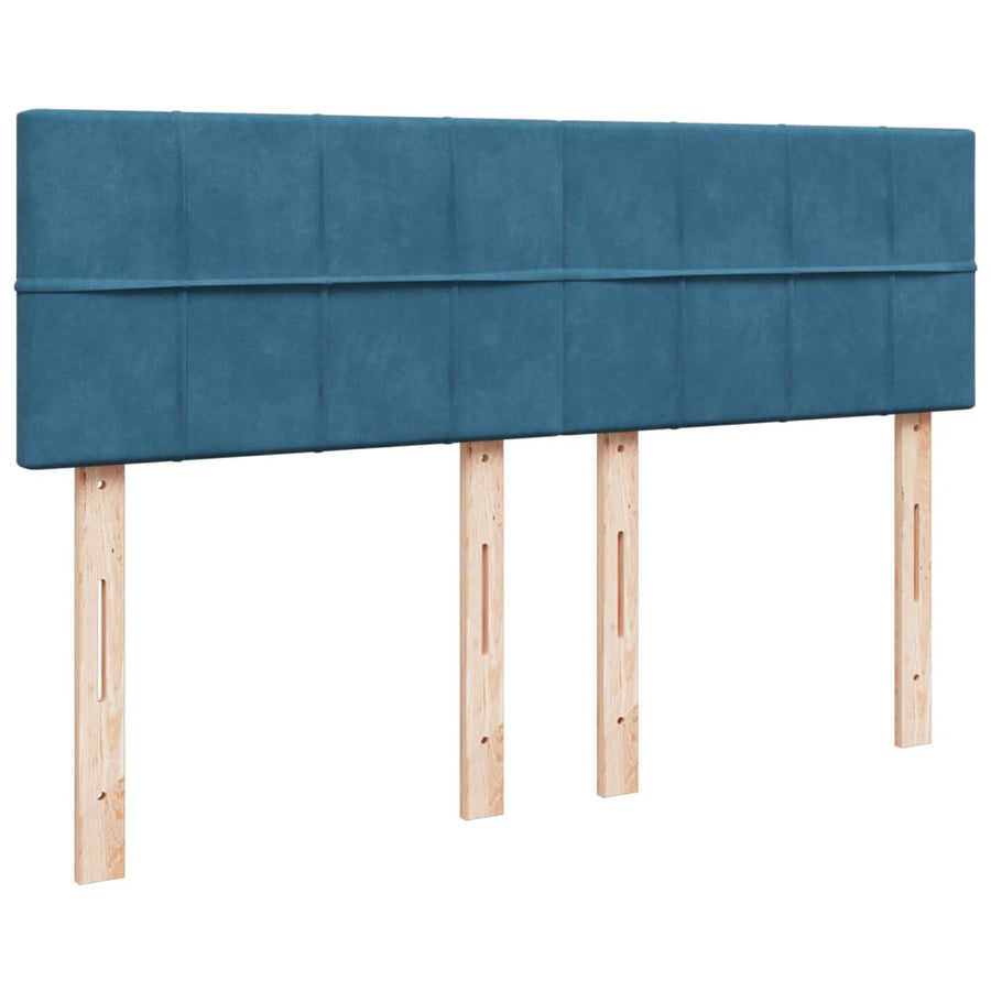 Boxspring met matras fluweel donkerblauw 140x190 cm