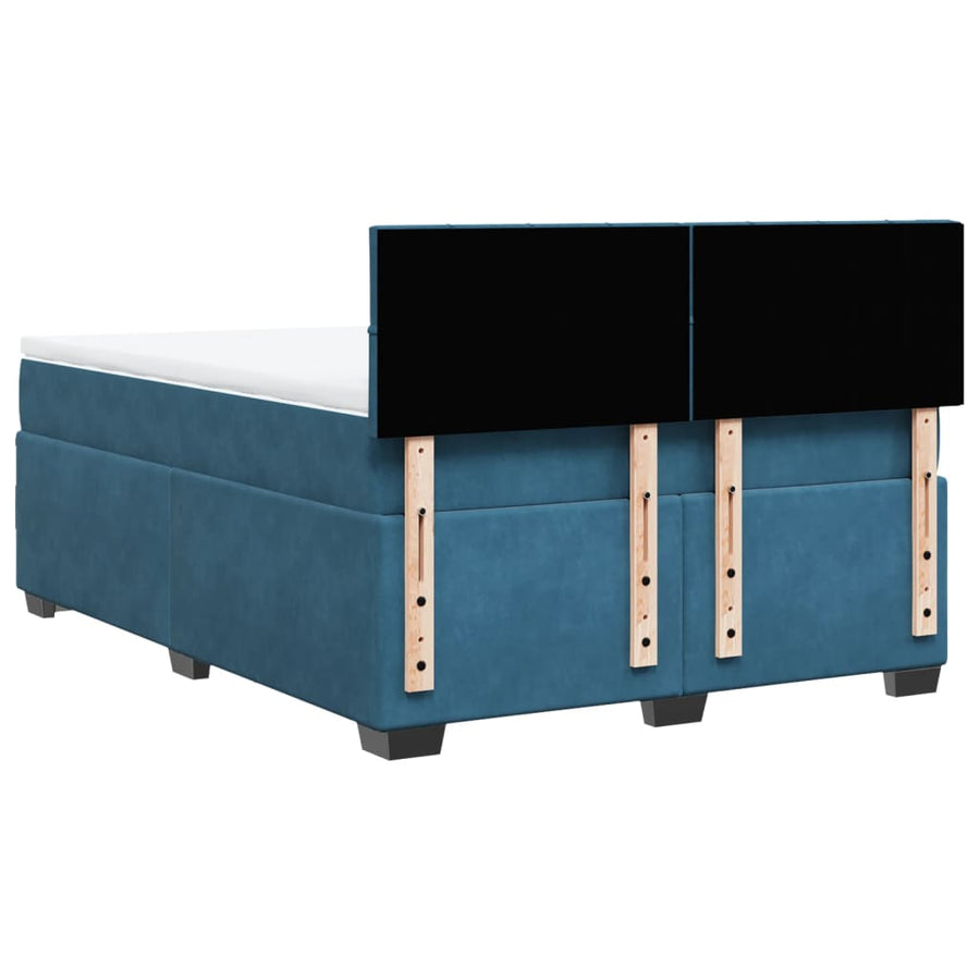Boxspring met matras fluweel donkerblauw 140x190 cm