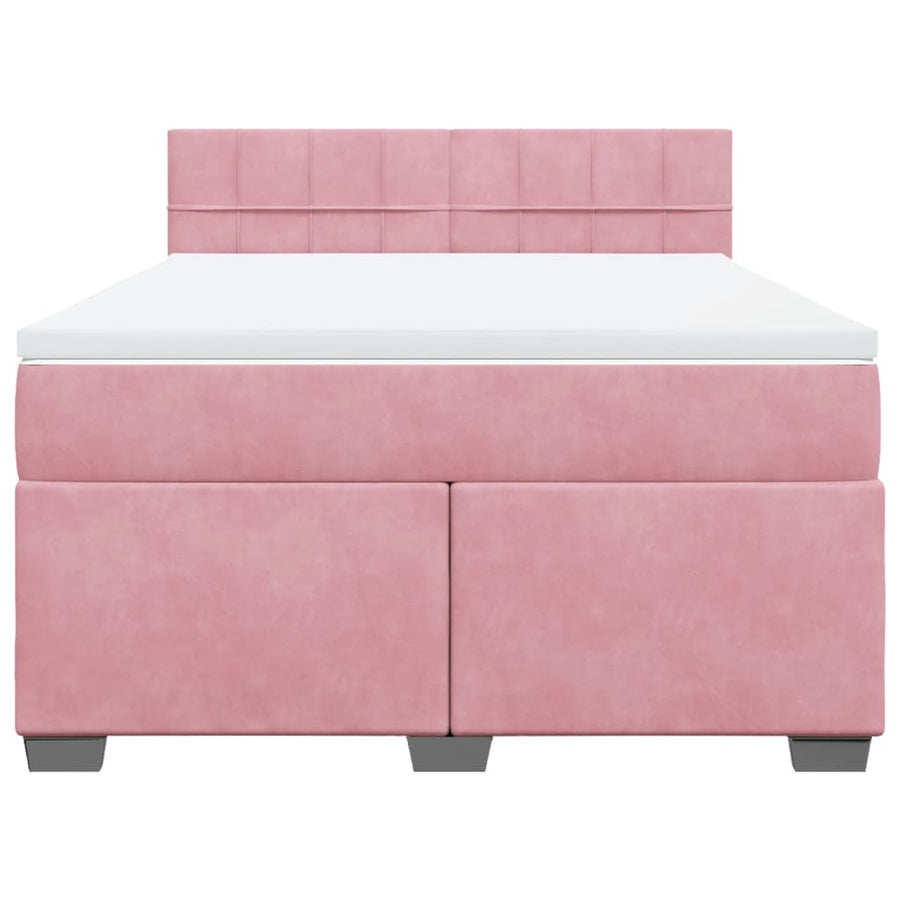 Boxspring met matras fluweel roze 140x190 cm