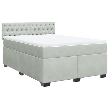 Boxspring met matras fluweel lichtgrijs 140x190 cm