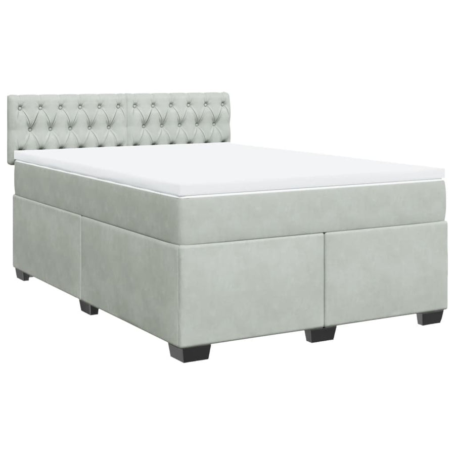 Boxspring met matras fluweel lichtgrijs 140x190 cm