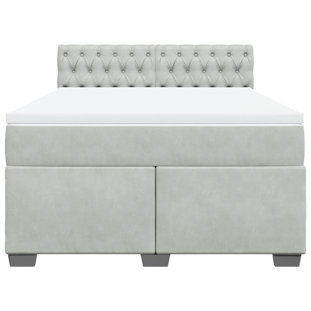 Boxspring met matras fluweel lichtgrijs 140x190 cm