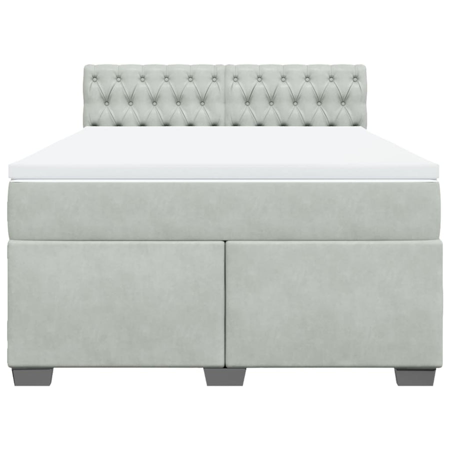 Boxspring met matras fluweel lichtgrijs 140x190 cm