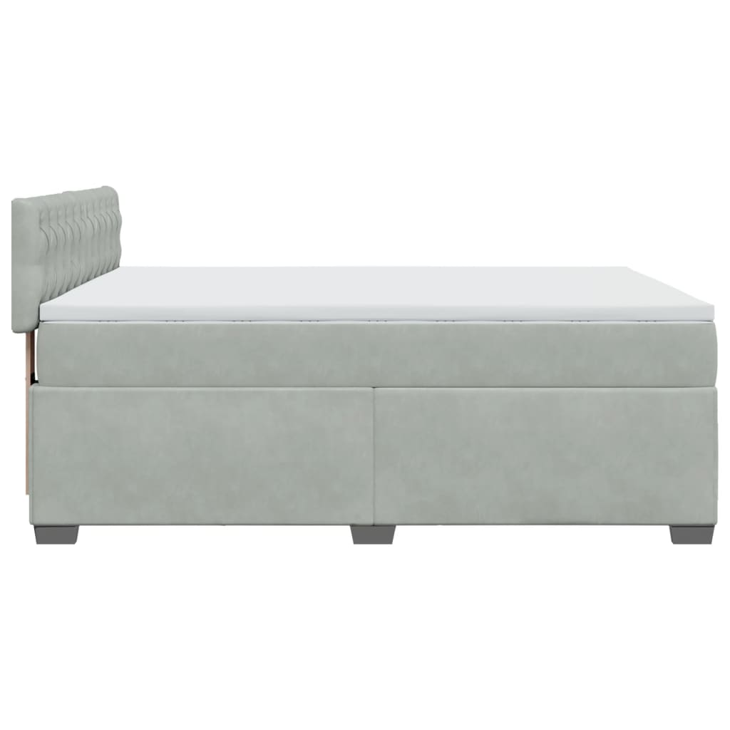 Boxspring met matras fluweel lichtgrijs 140x190 cm
