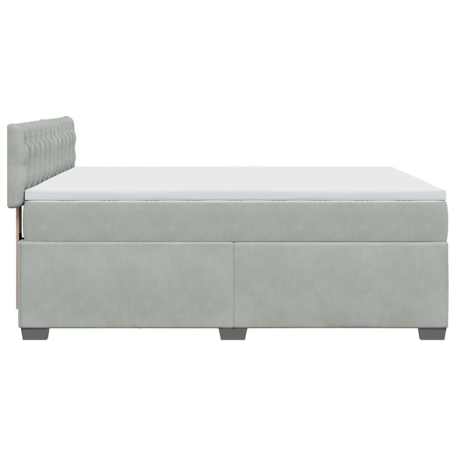 Boxspring met matras fluweel lichtgrijs 140x190 cm