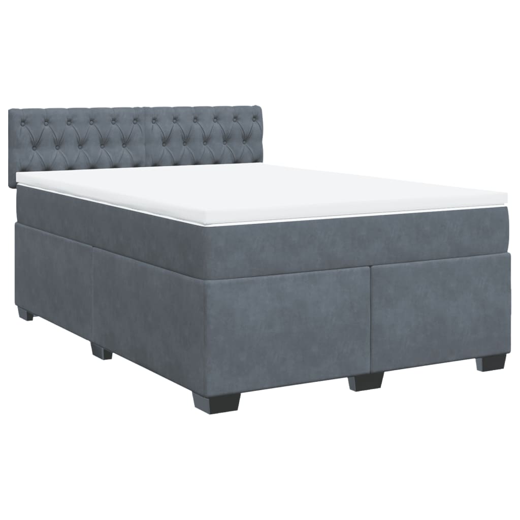 Boxspring met matras fluweel donkergrijs 140x190 cm