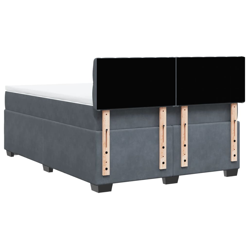 Boxspring met matras fluweel donkergrijs 140x190 cm
