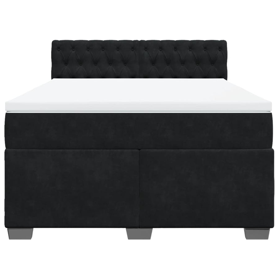Boxspring met matras fluweel zwart 140x190 cm