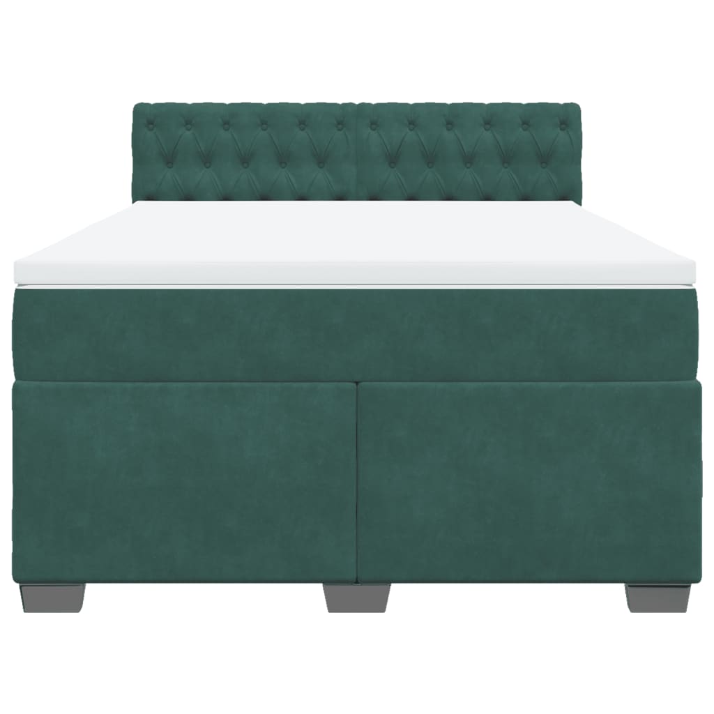 Boxspring met matras fluweel donkergroen 140x190 cm