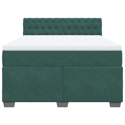 Boxspring met matras fluweel donkergroen 140x190 cm