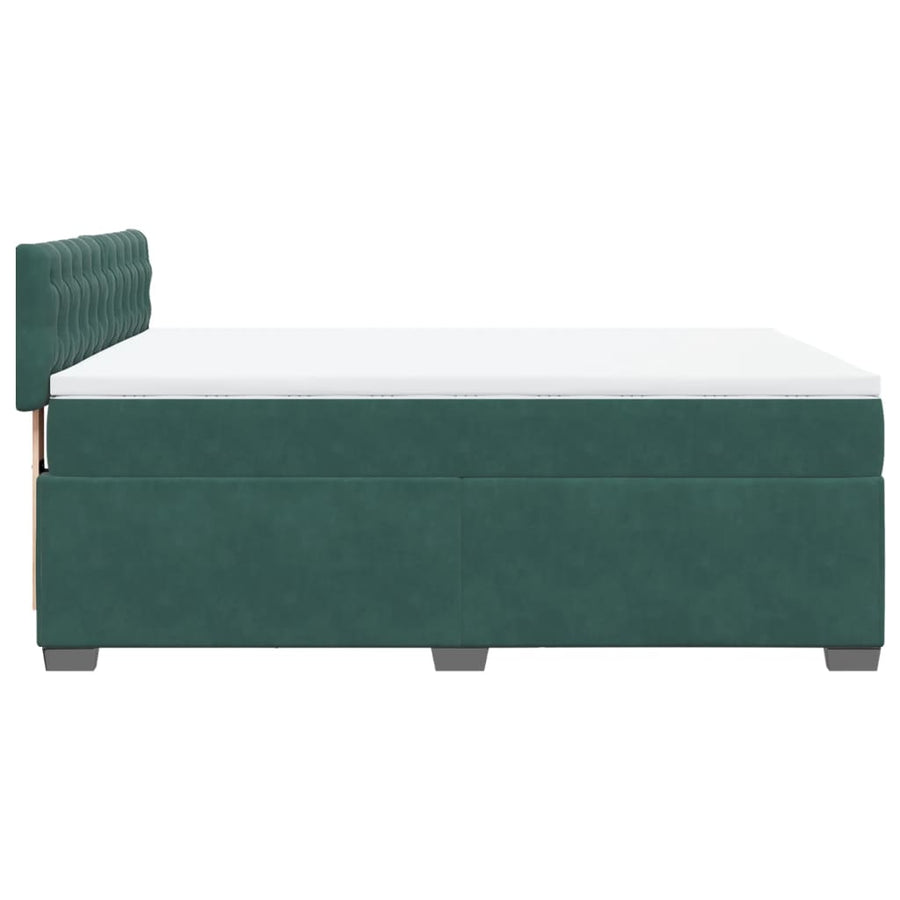 Boxspring met matras fluweel donkergroen 140x190 cm