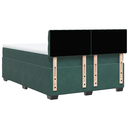 Boxspring met matras fluweel donkergroen 140x190 cm